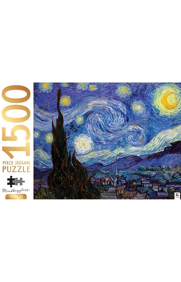 Mindbogglers Gold 1500-Piece Jigsaw: Starry Night by Van Gogh